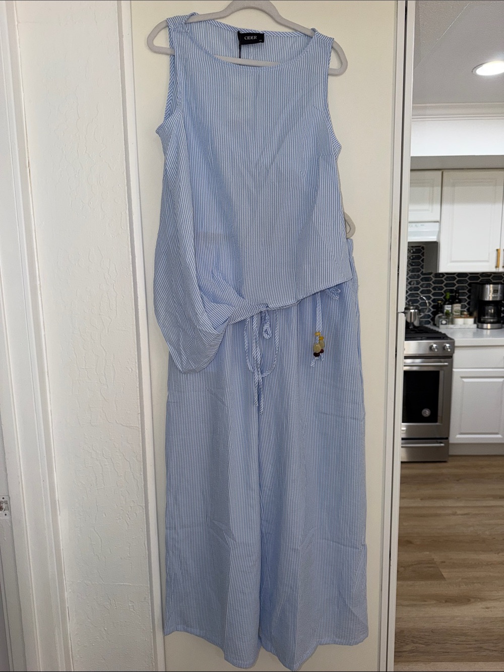 NWT Cider Light Blue and White Pinstripe 2 Piece Pant Set | 0XL